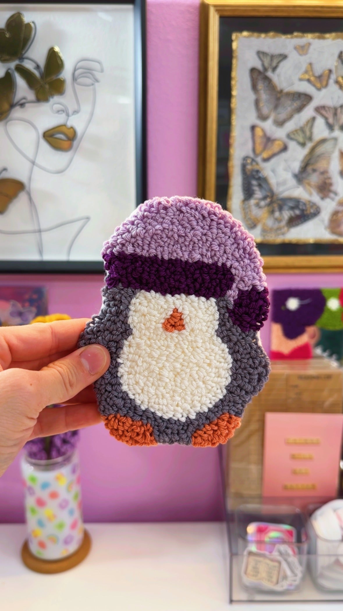 Winter Penguin Handmade Coaster