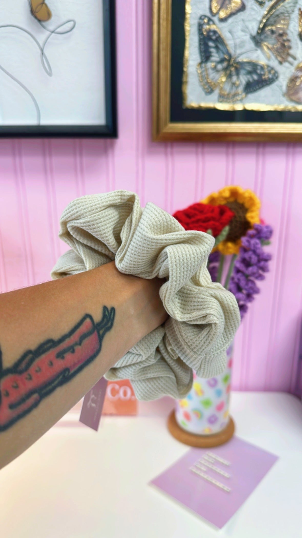 Oatmeal Waffle Knit XL Scrunchie
