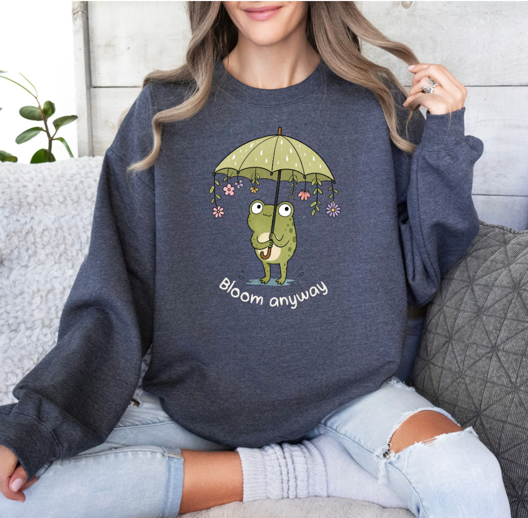 Bloom Anyway Crewneck (Heather Grey)