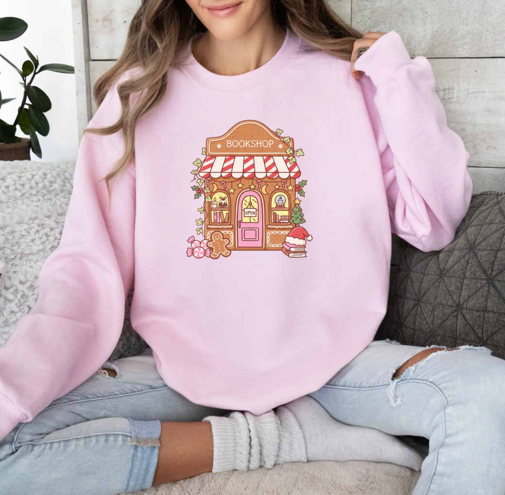 Gingerbread Bookshop Crewneck (Pink)