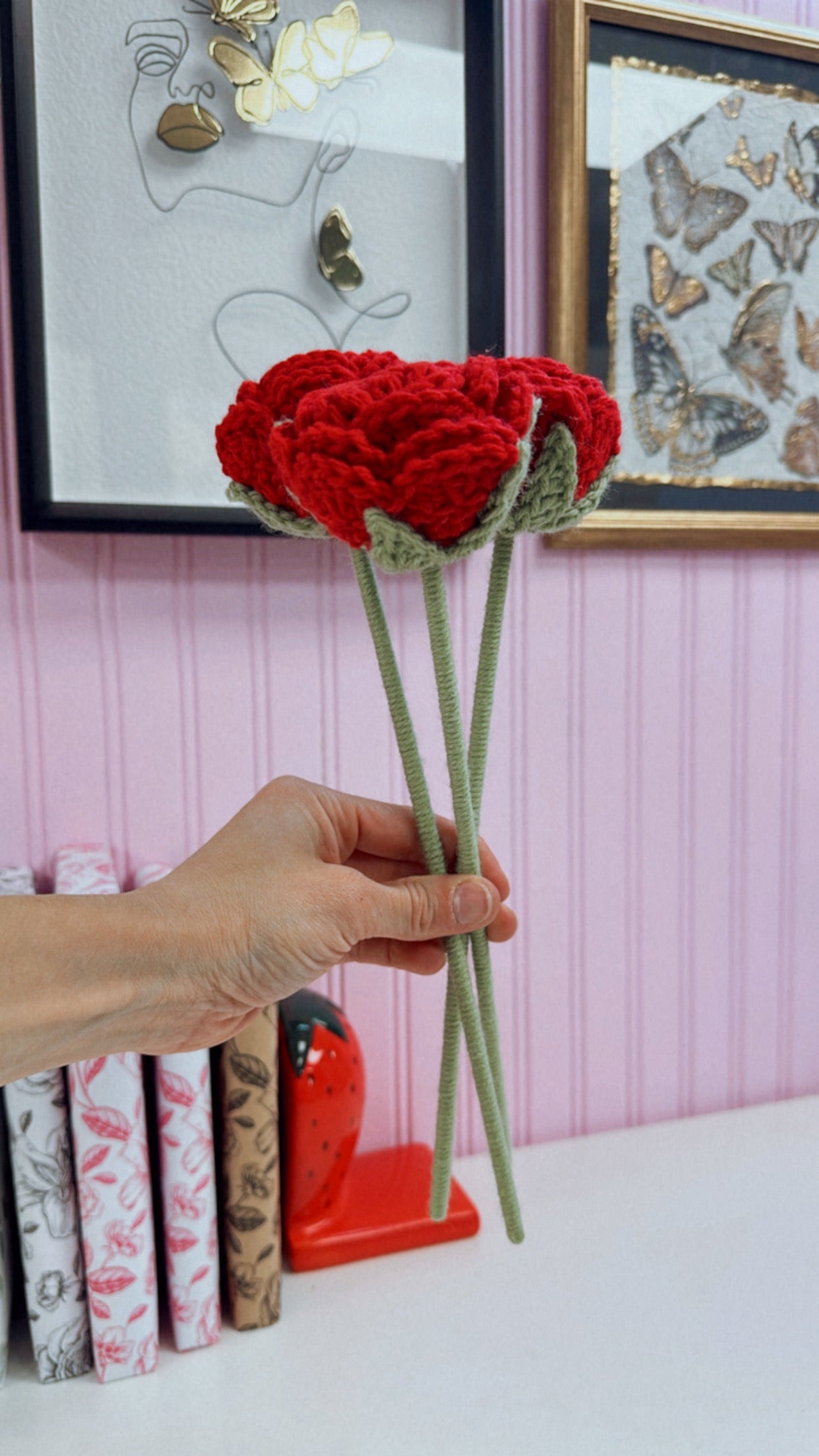 Crochet Red Rose Flower (1)