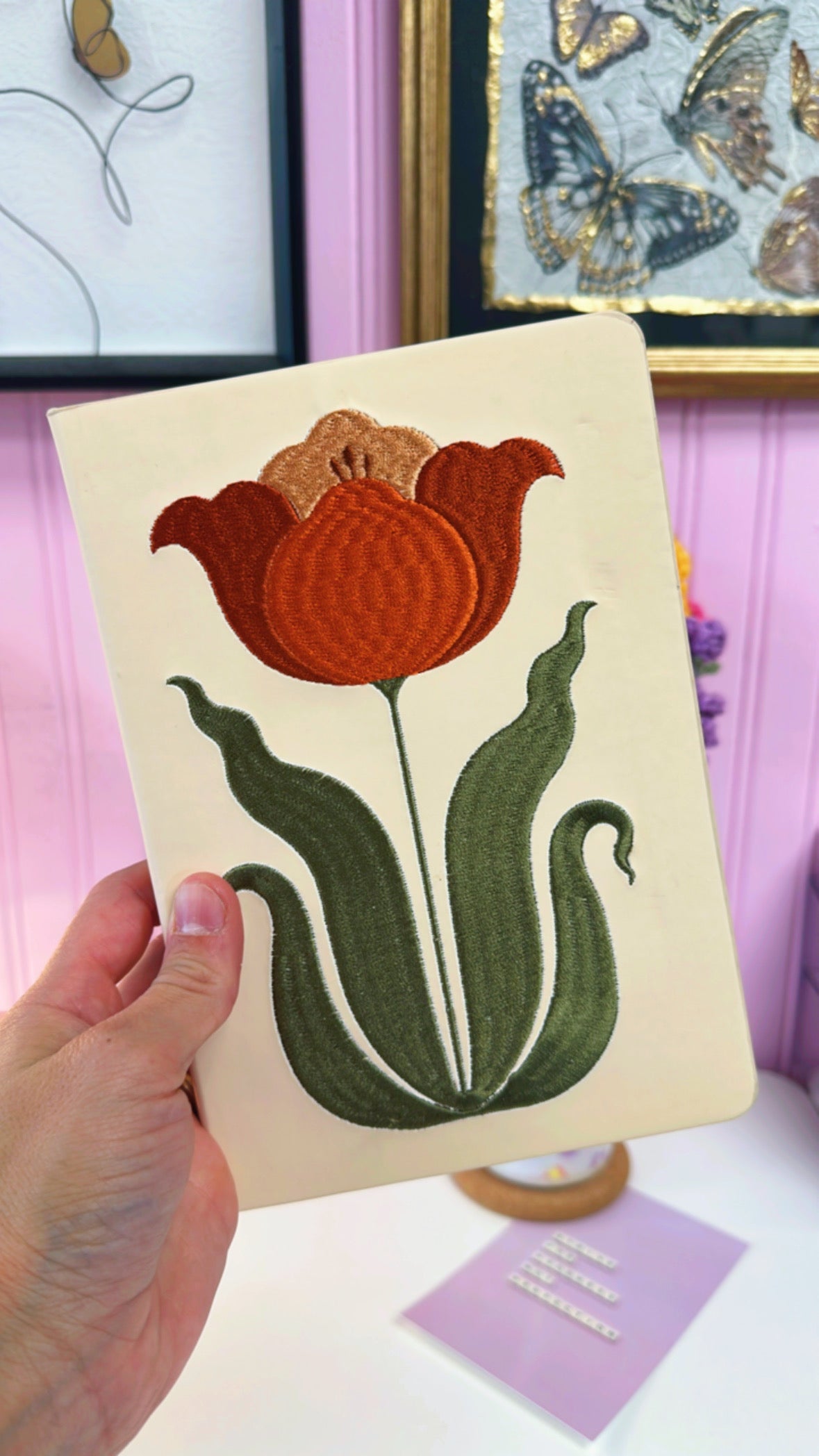 Tulip Embroidered Journal with Pen
