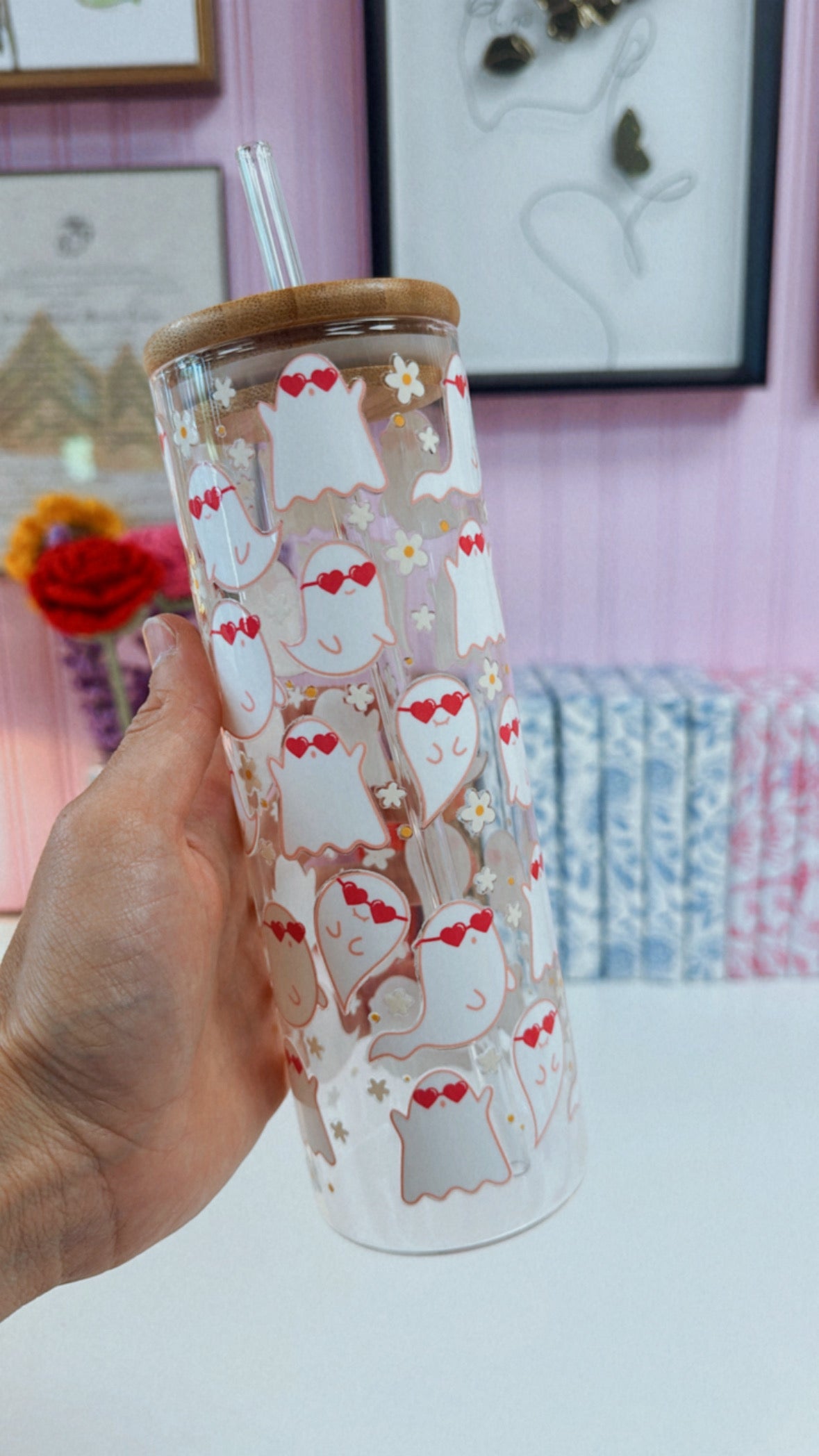 Groovy Ghosts 22 oz Glass Can