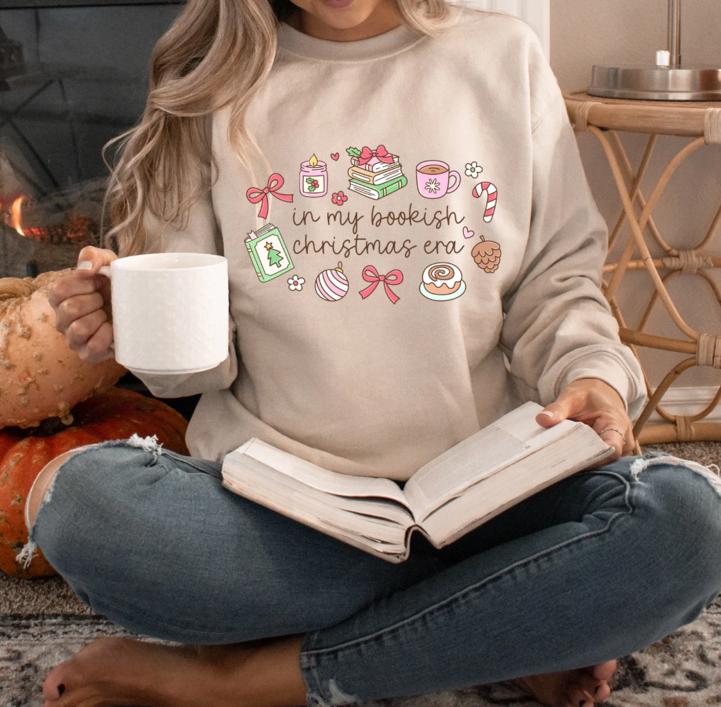 Bookish Christmas Era Crewneck (Beige)