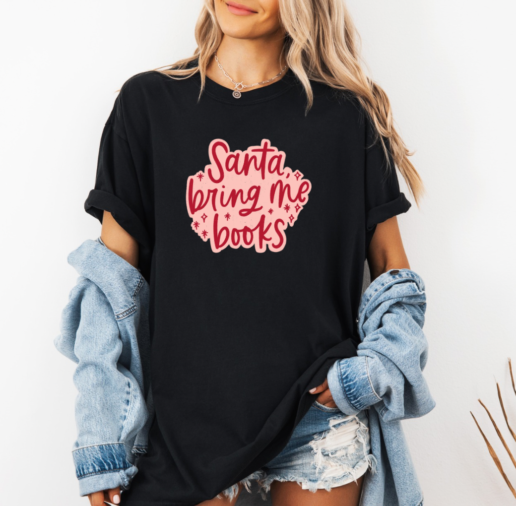 Santa Bring Me Books T-shirt (Black)