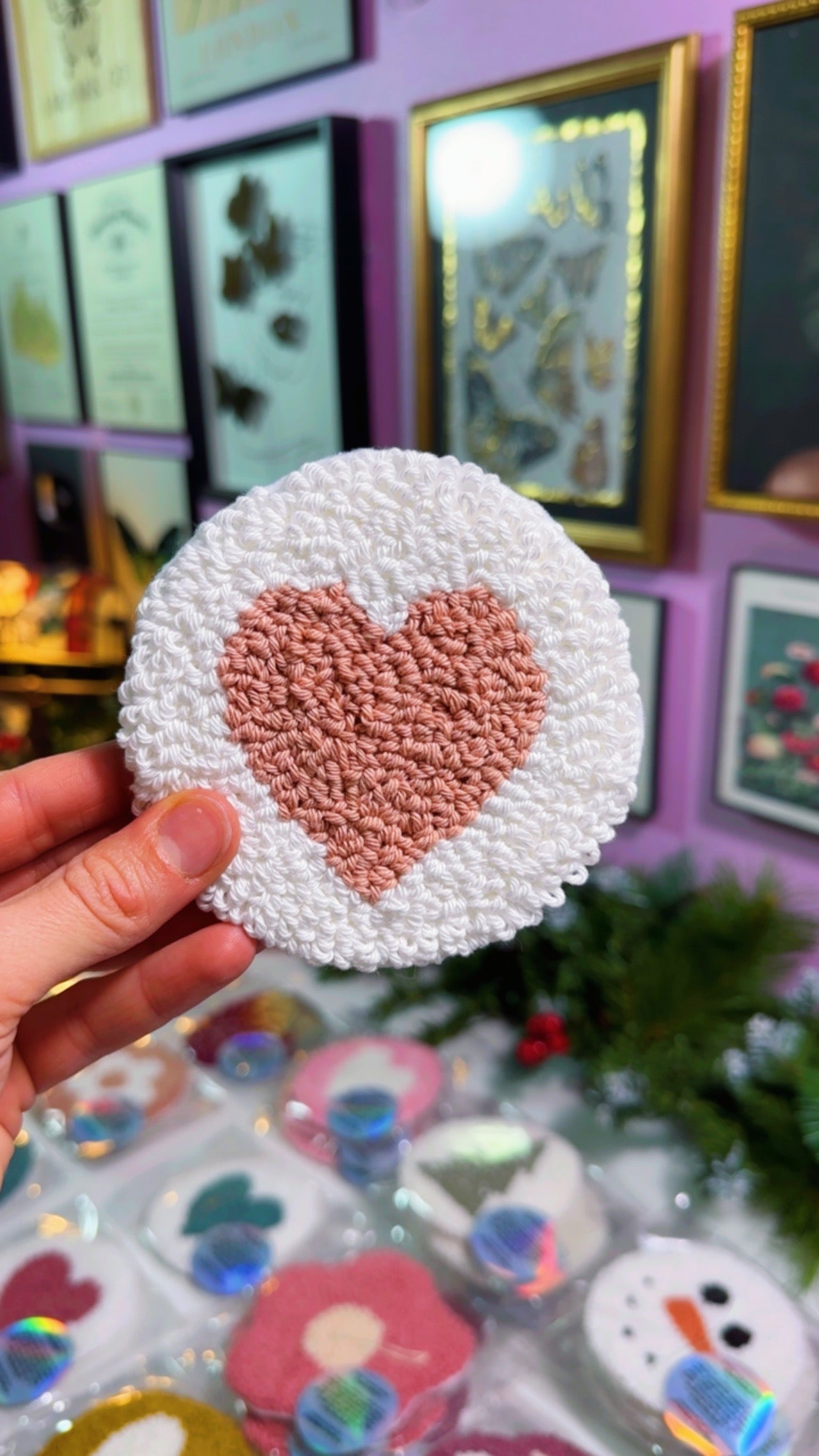 Pink Heart Handmade Coaster