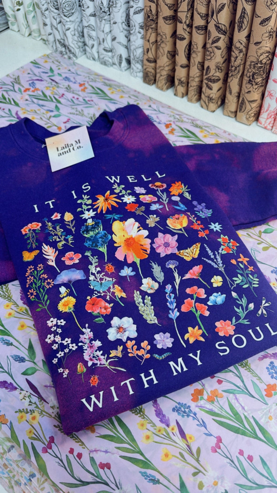 It Is Well With My Soul Tie-Dye Crewneck (Purple!)