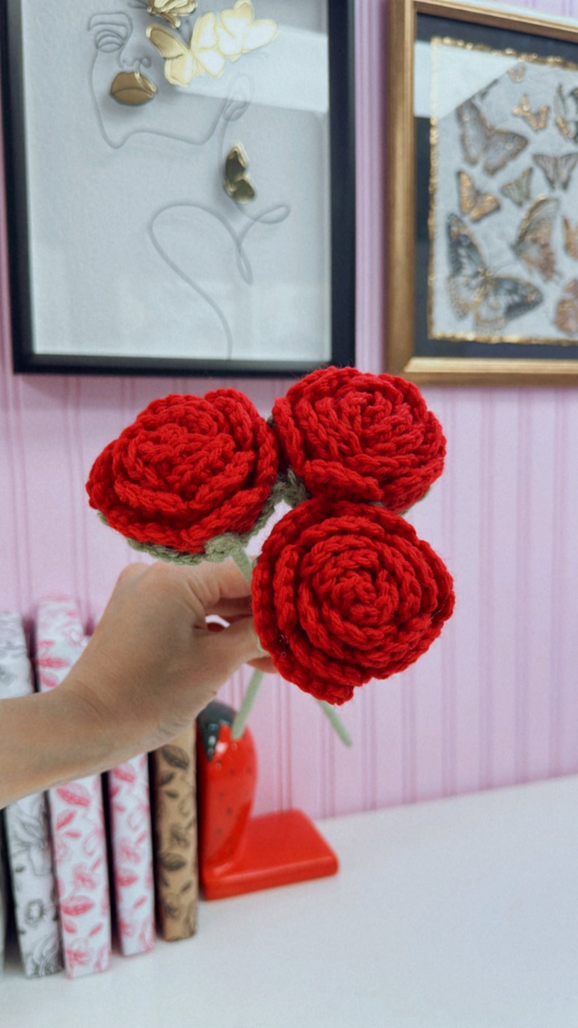 Crochet Red Rose Flower (1)