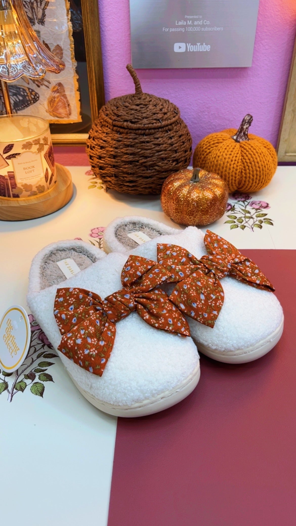 Fall Floral Bow Slippers