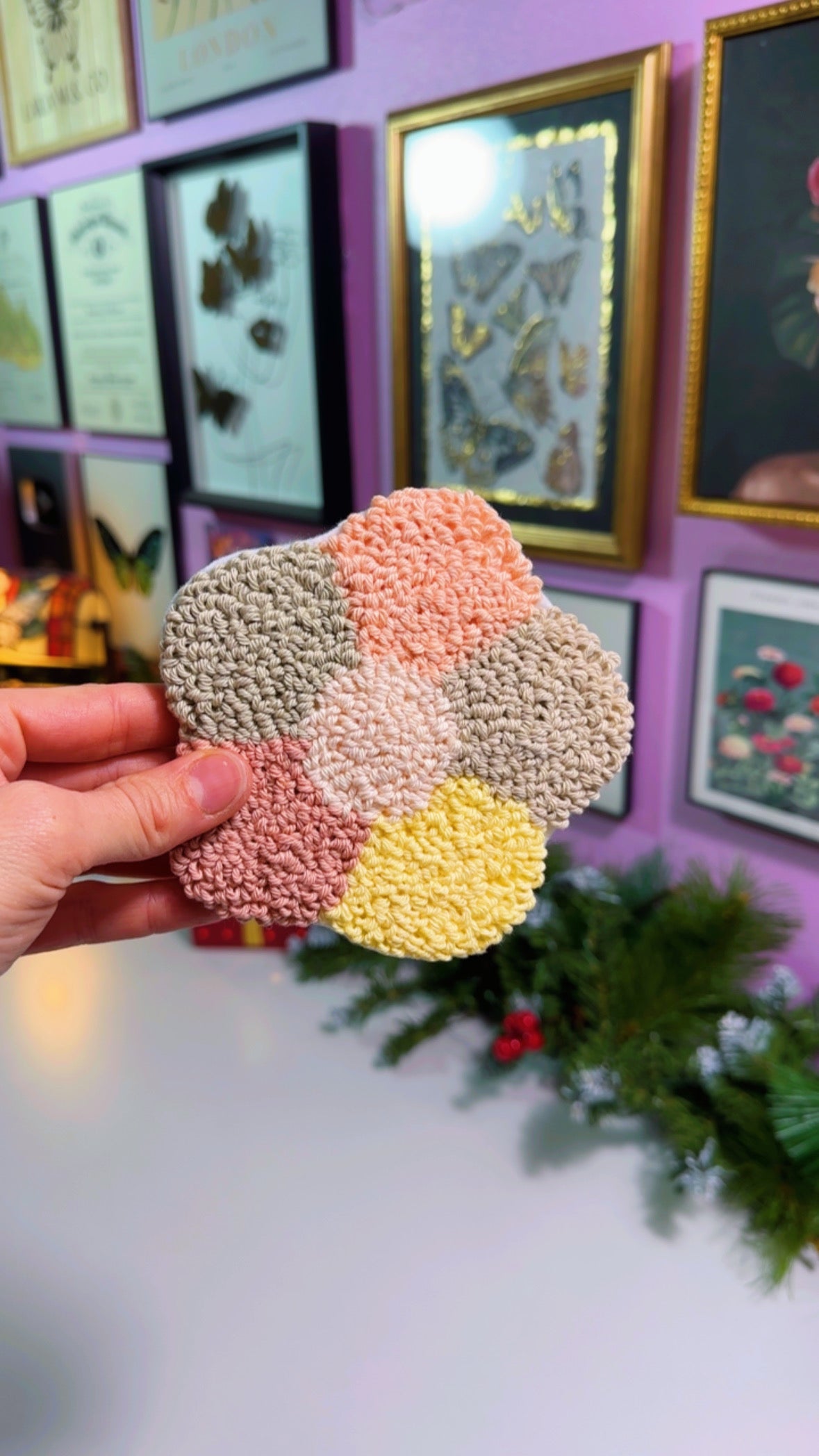 Pastel Colored Flower Handmade Coaster