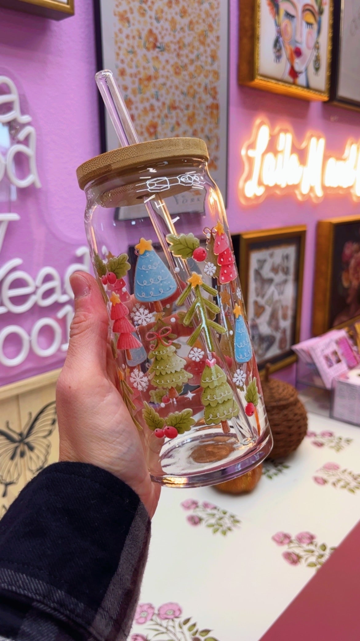 Christmas Trees 20 oz Glass Can