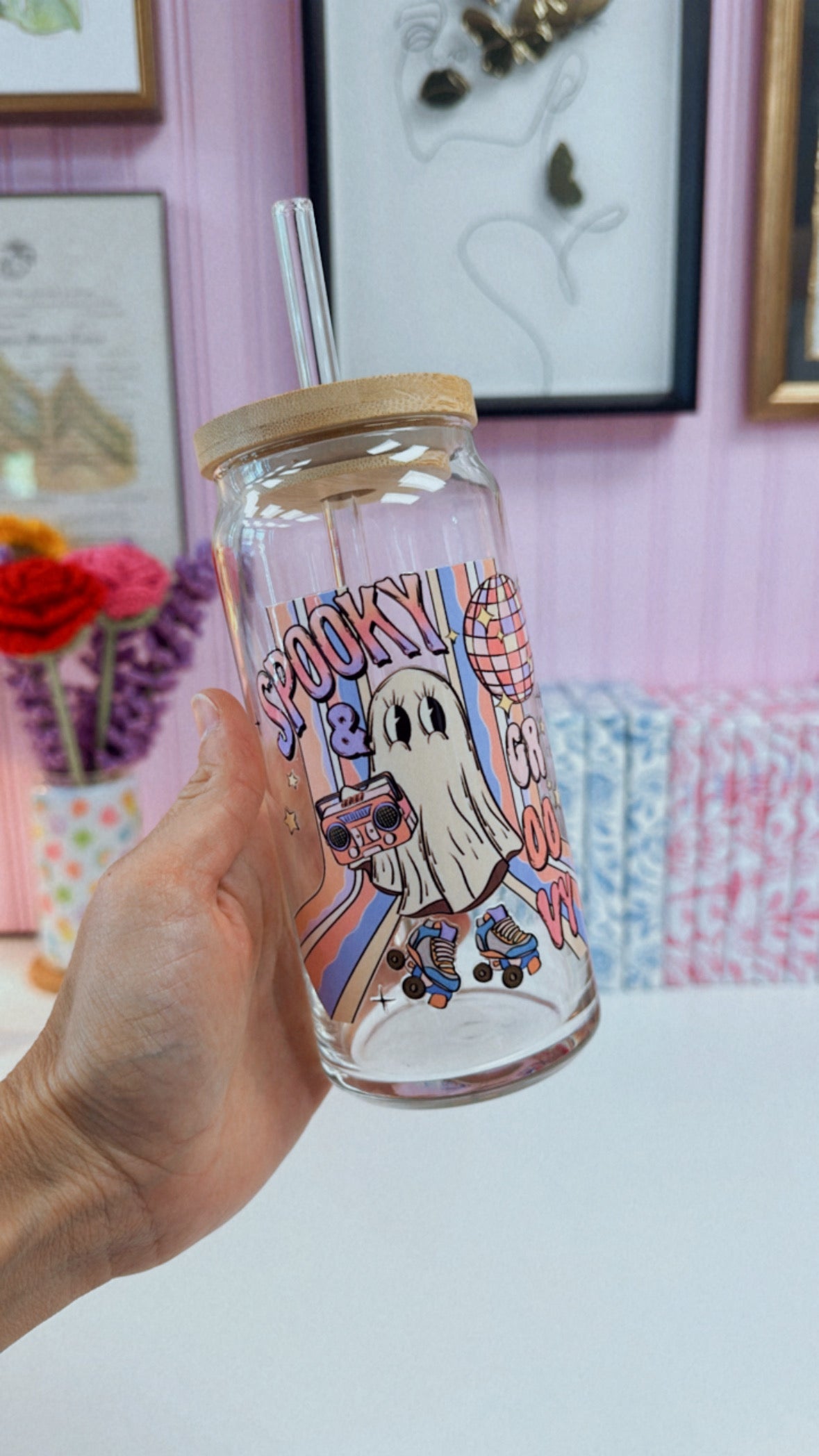 Spooky Groovy 20 oz Glass Can