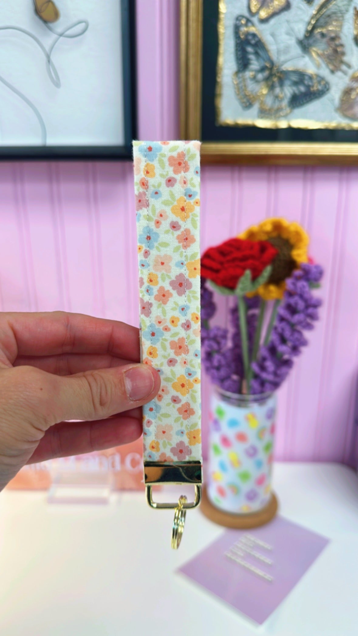Peachy Petals Keychain Wristlet