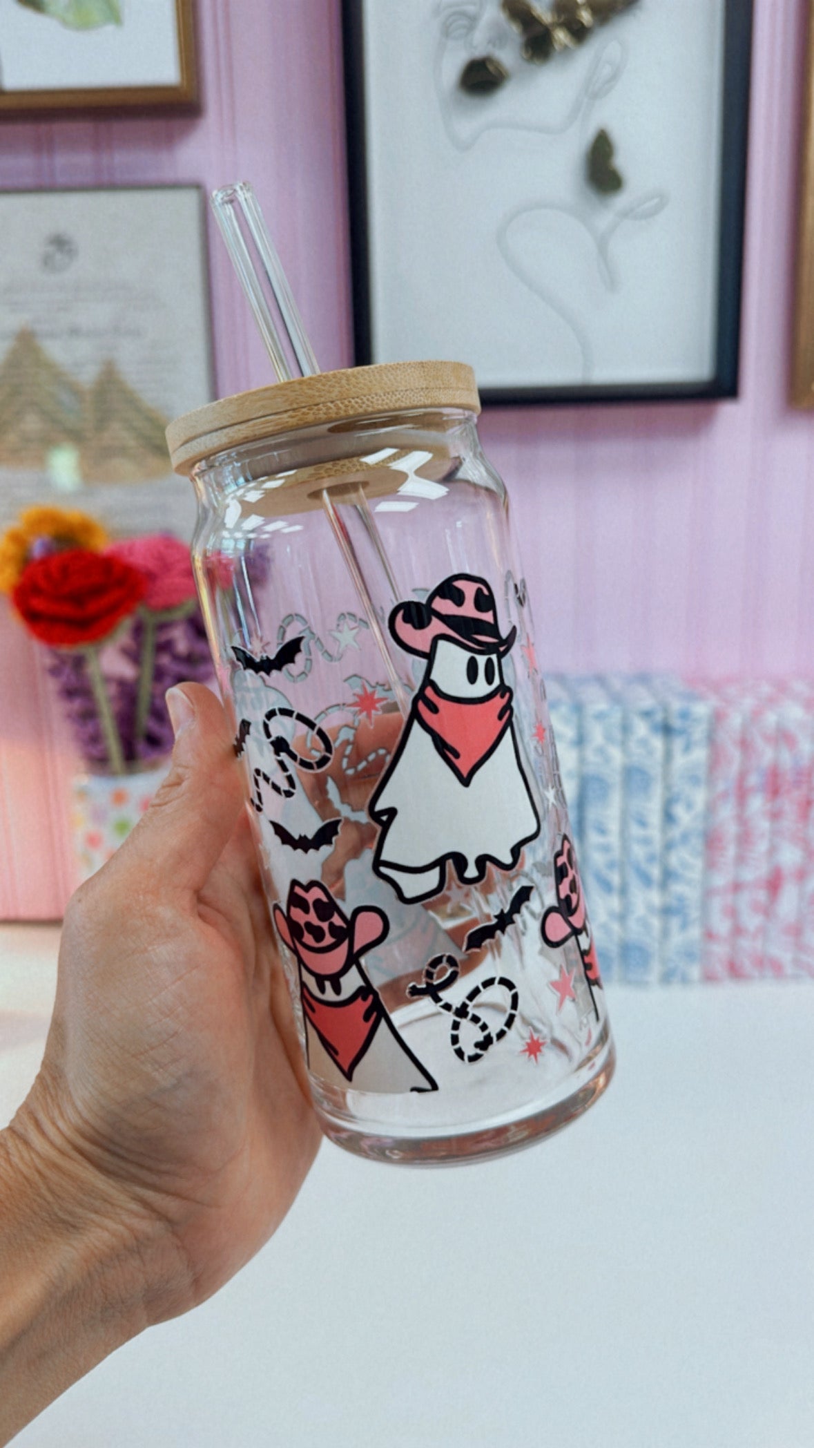 Cowboy Boos 20 oz Glass Can