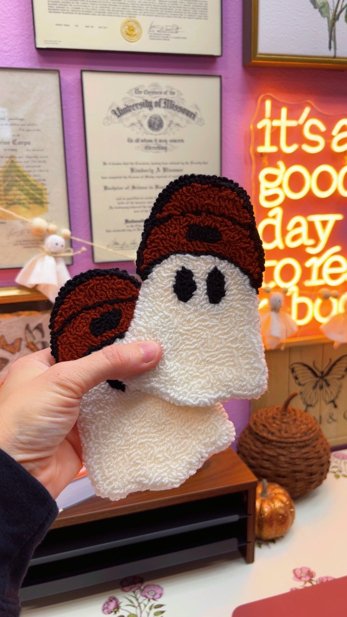 Beanie Ghost Mug Rug Coaster