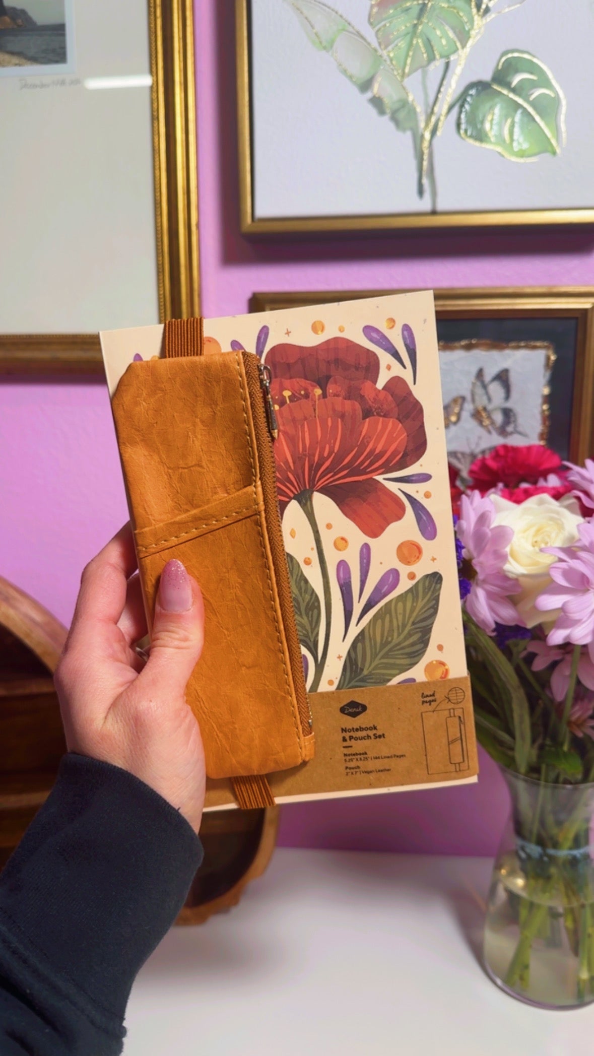 Burgundy Bloom Layflat Notebook & pouch