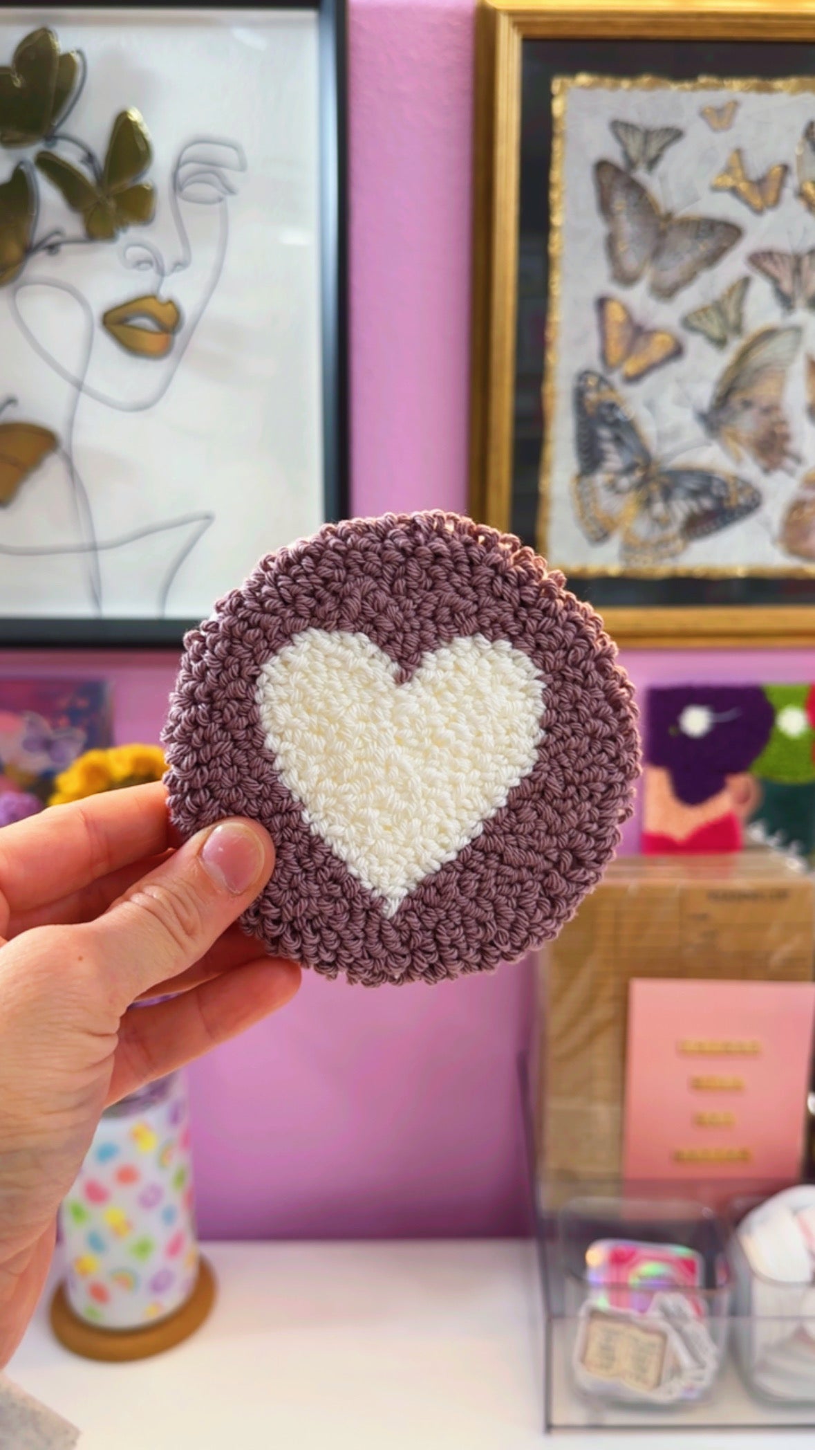 Purple Heart Handmade Coaster