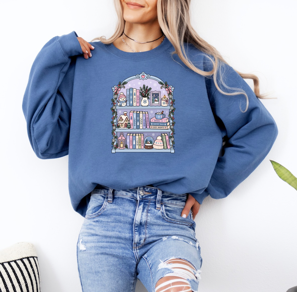 Holiday Bookshelves Crewneck (Blue)