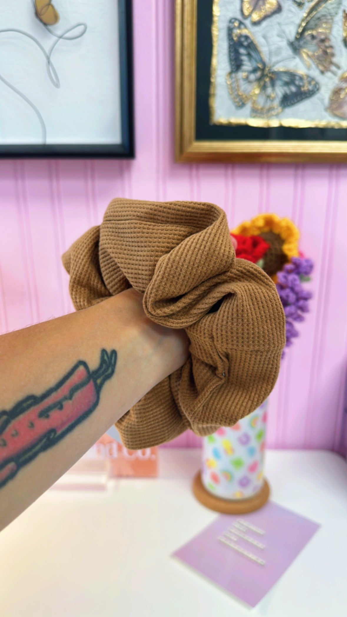 Caramel Waffle Knit XL Scrunchie