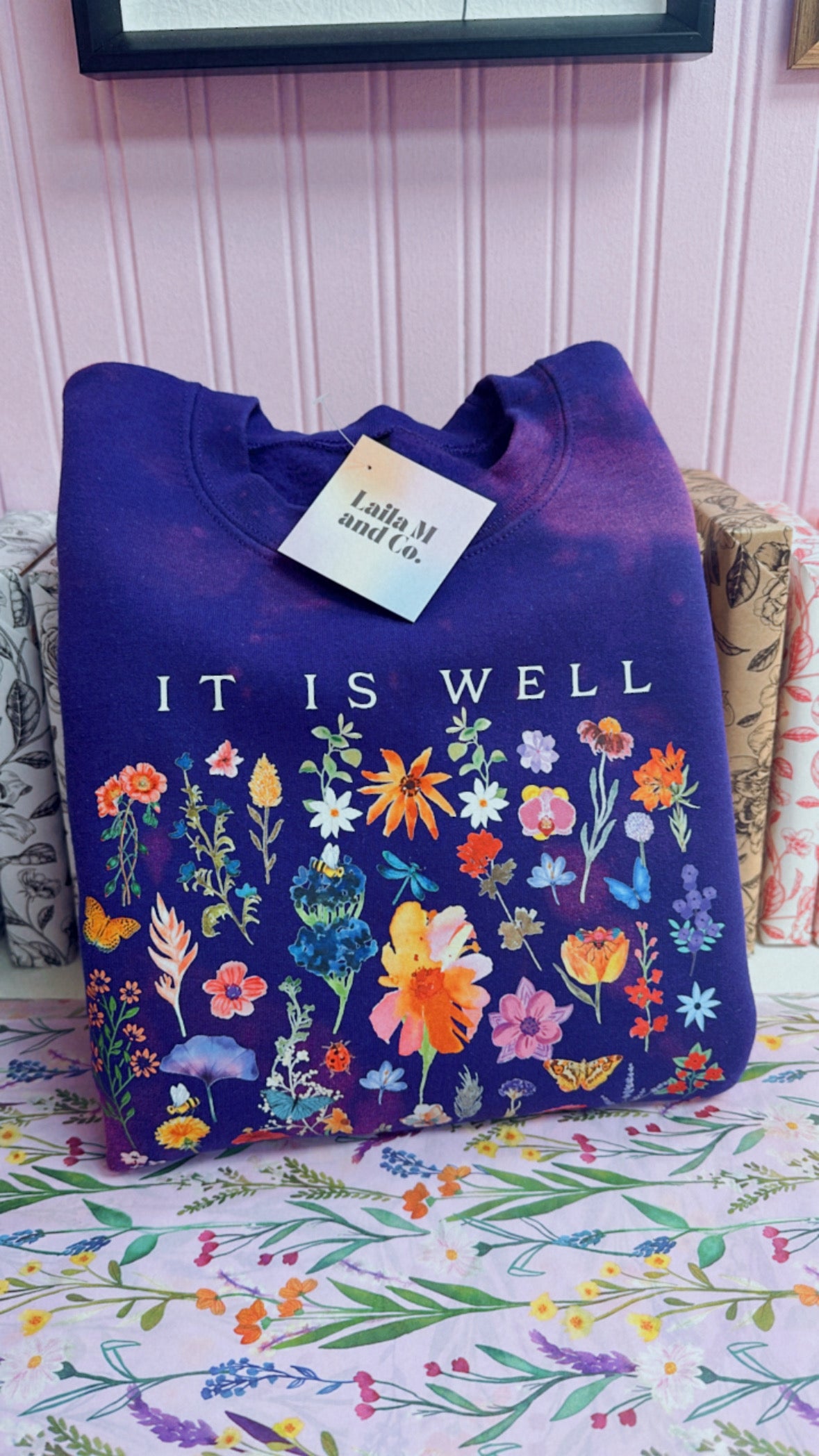 It Is Well With My Soul Tie-Dye Crewneck (Purple!)