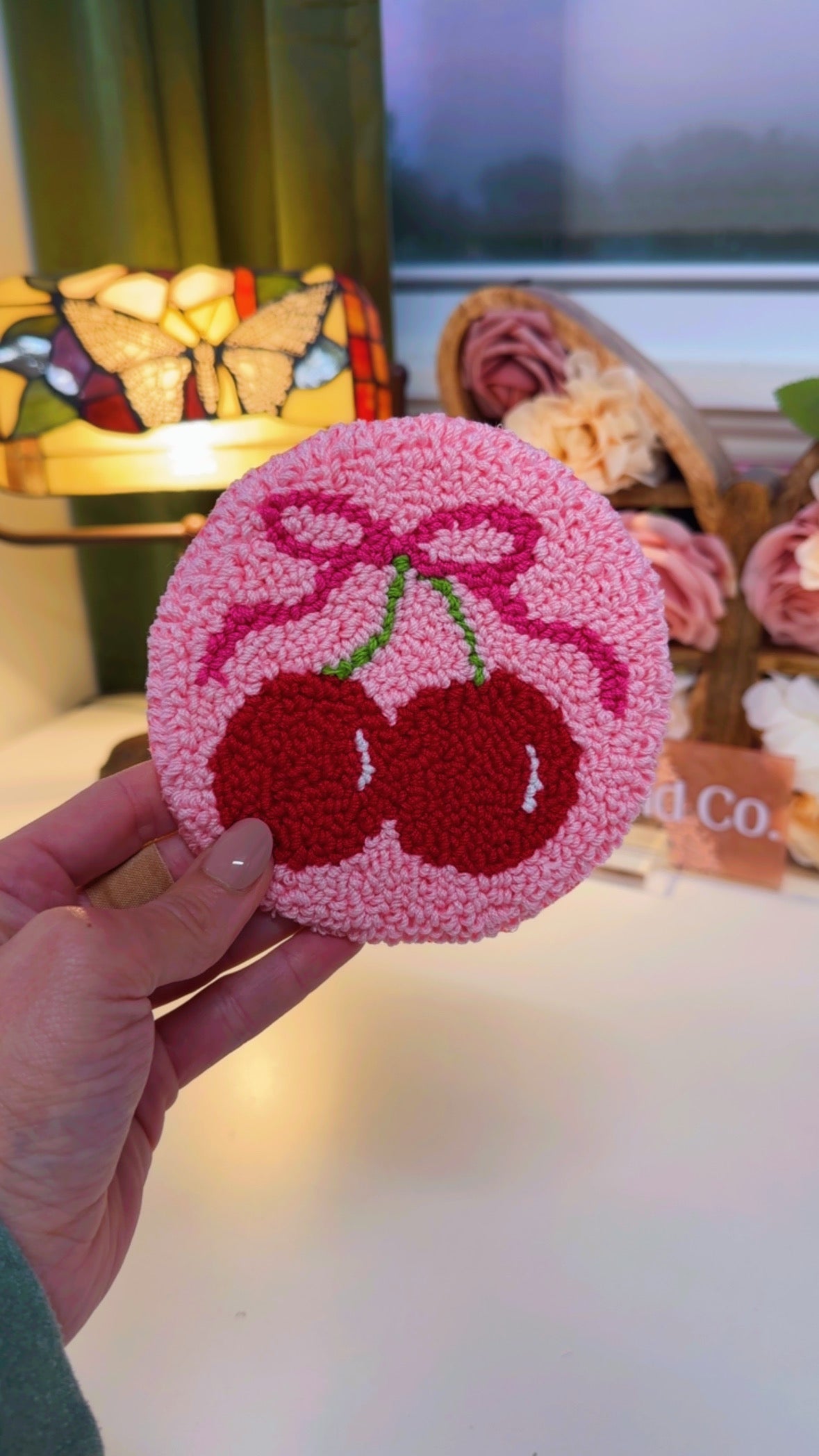 Cherries Mug Rug Coaster