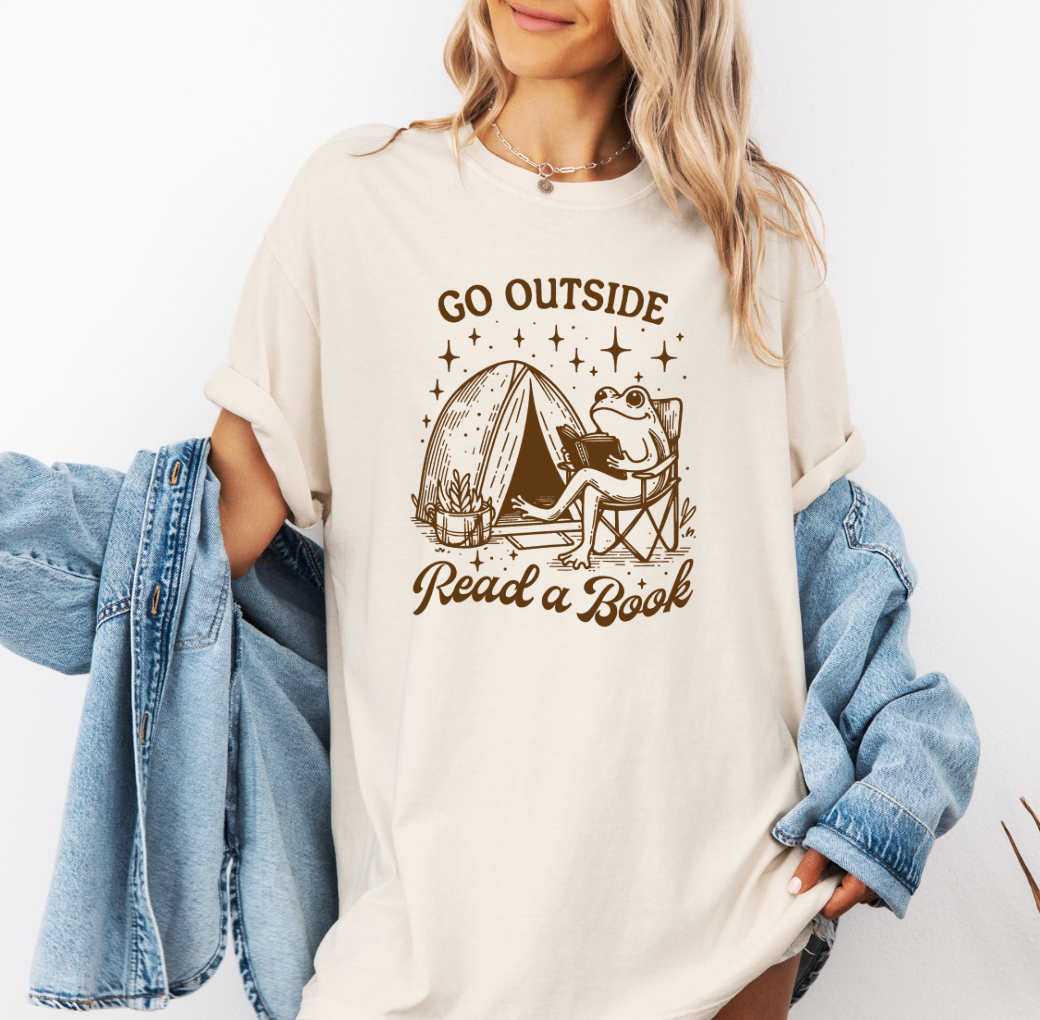Go Outside, Read a Book T-shirt (Ivory)