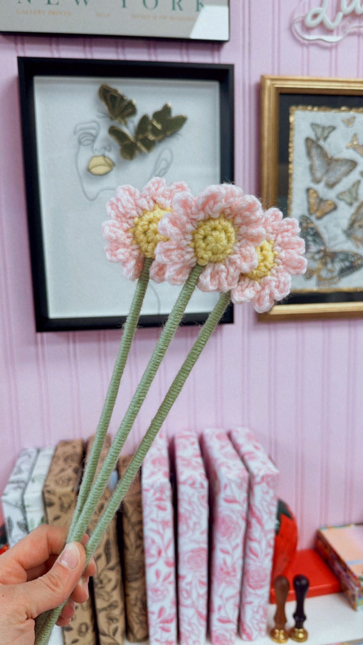 Crochet Pink Daisy Flower (1)