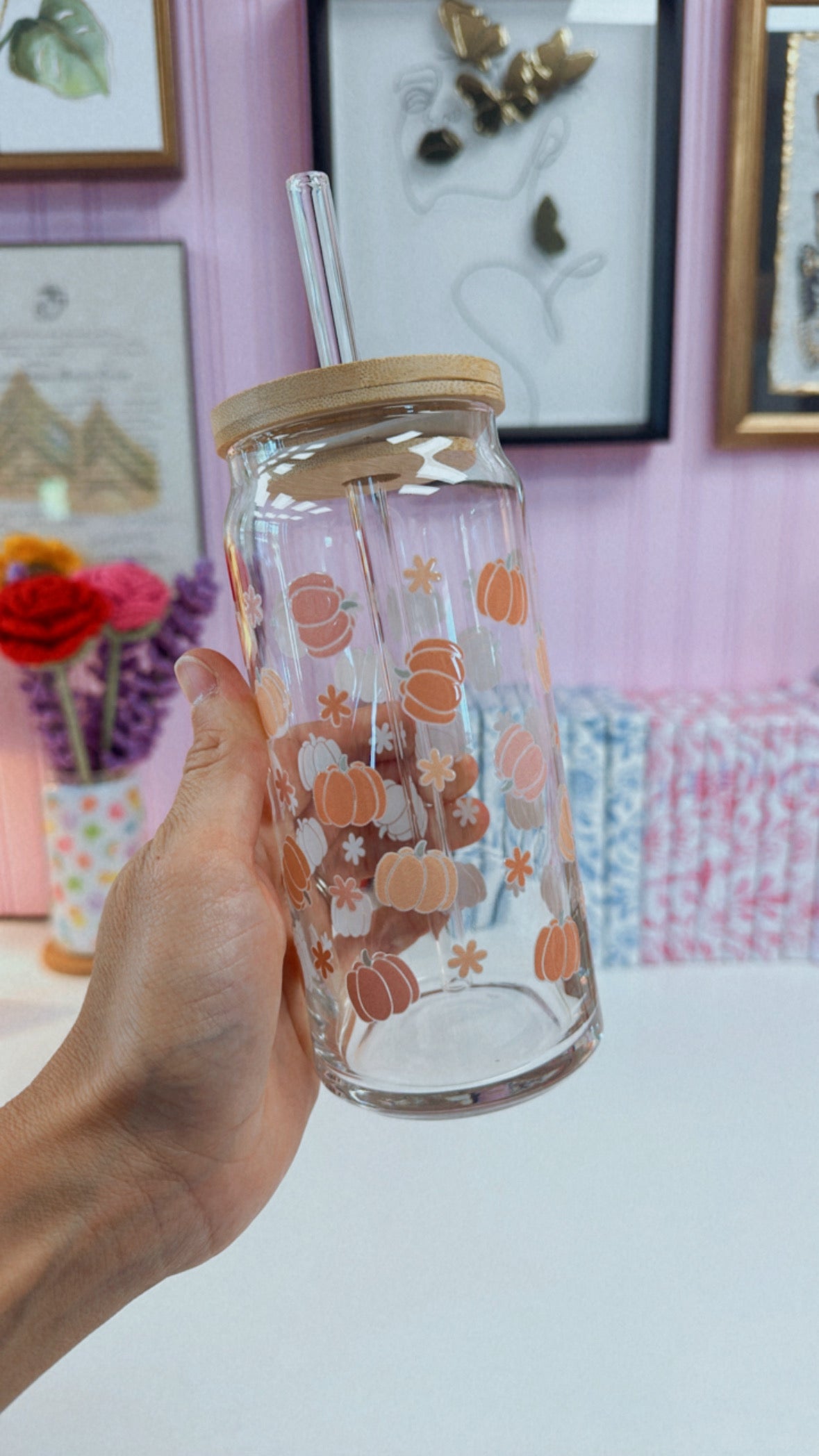 Pumpkins 20 oz Glass Can