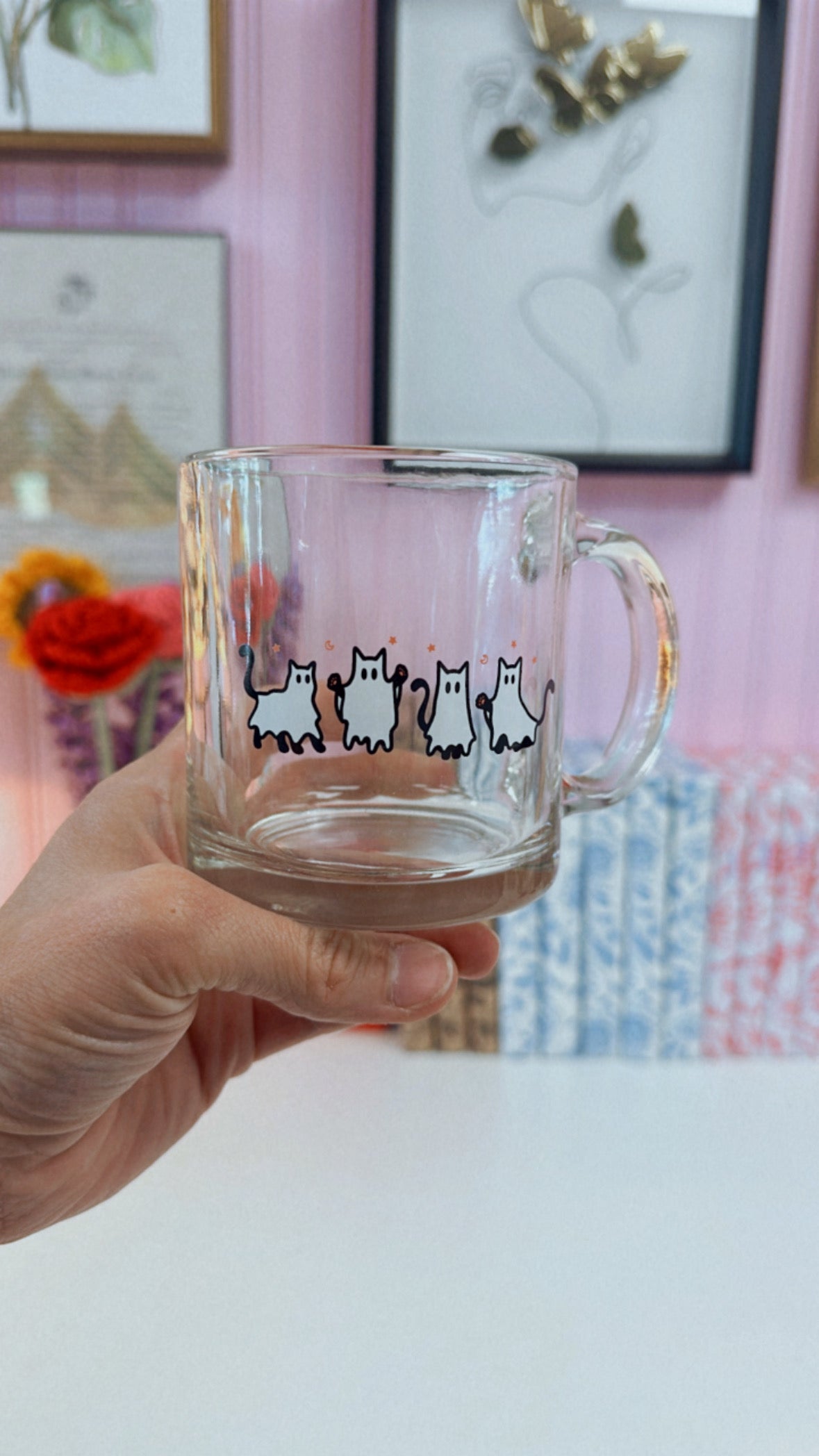 Cat Ghosts 13oz Glass Mug