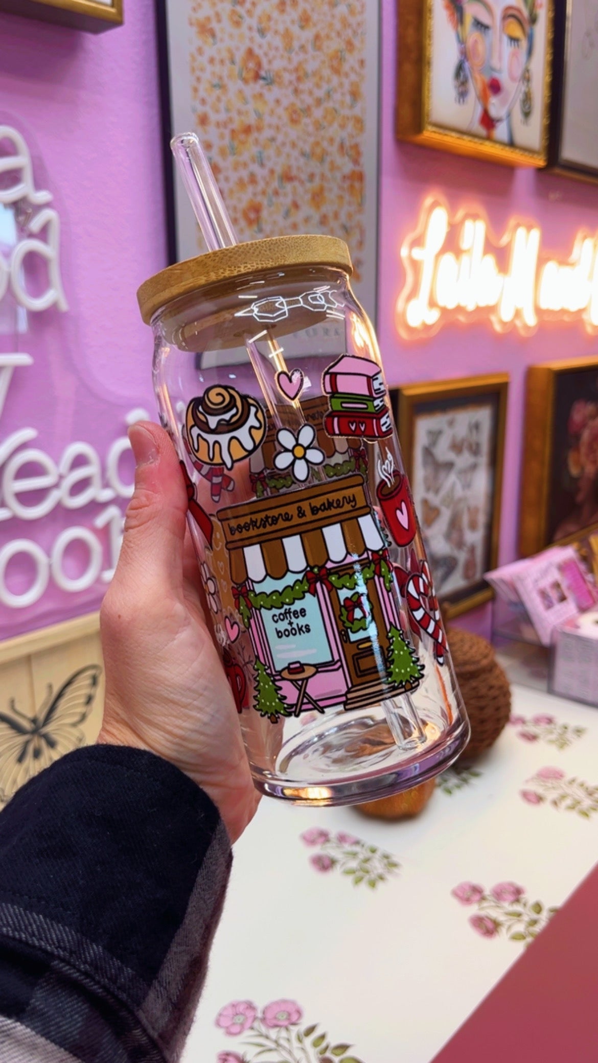 Bookstore & Bakery 20 oz Glass Can