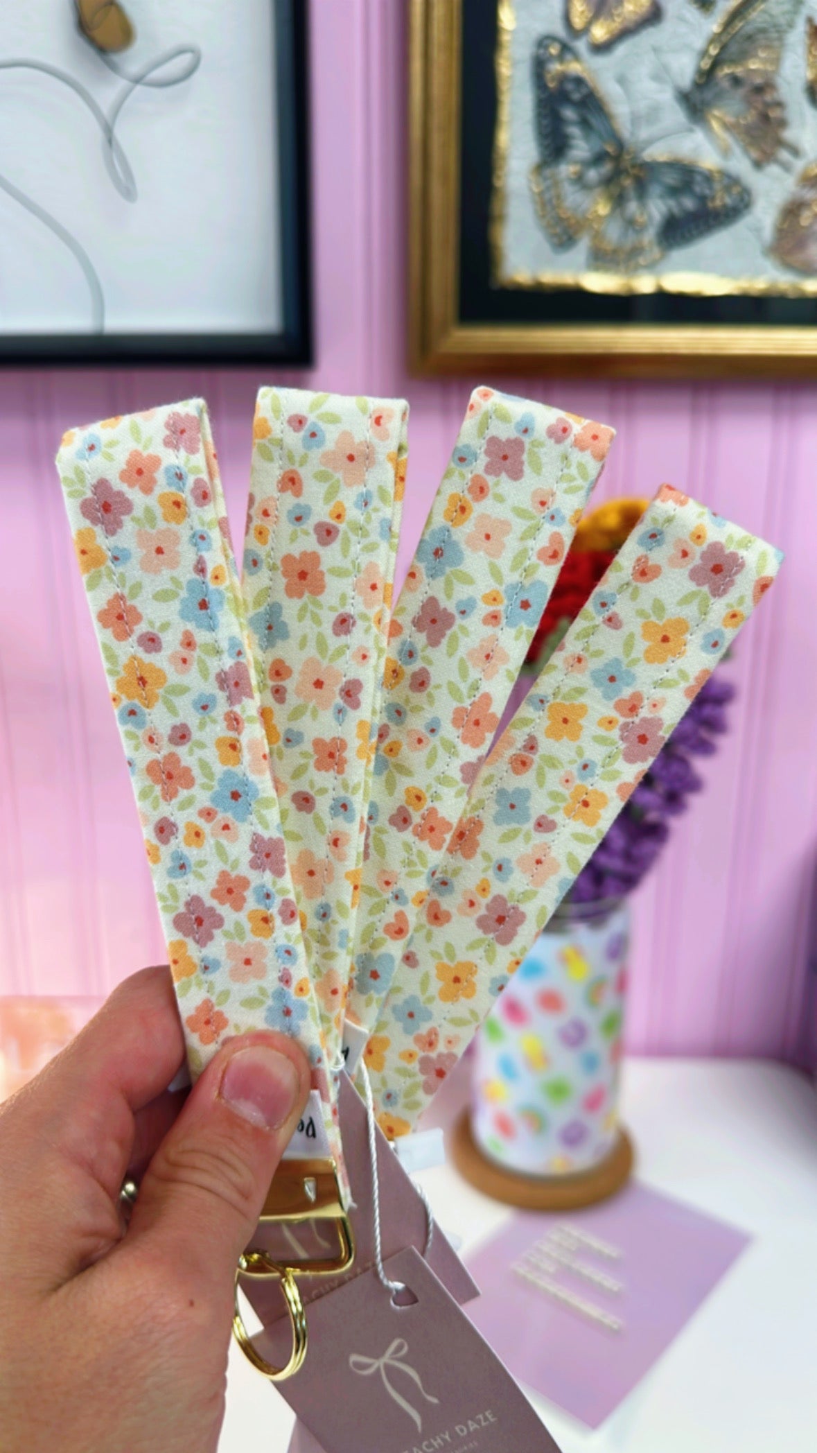 Peachy Petals Keychain Wristlet