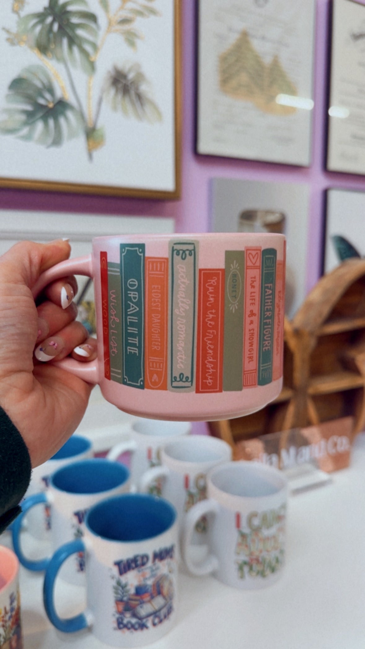 Bookish Coffee Mug 14 oz (Pink)