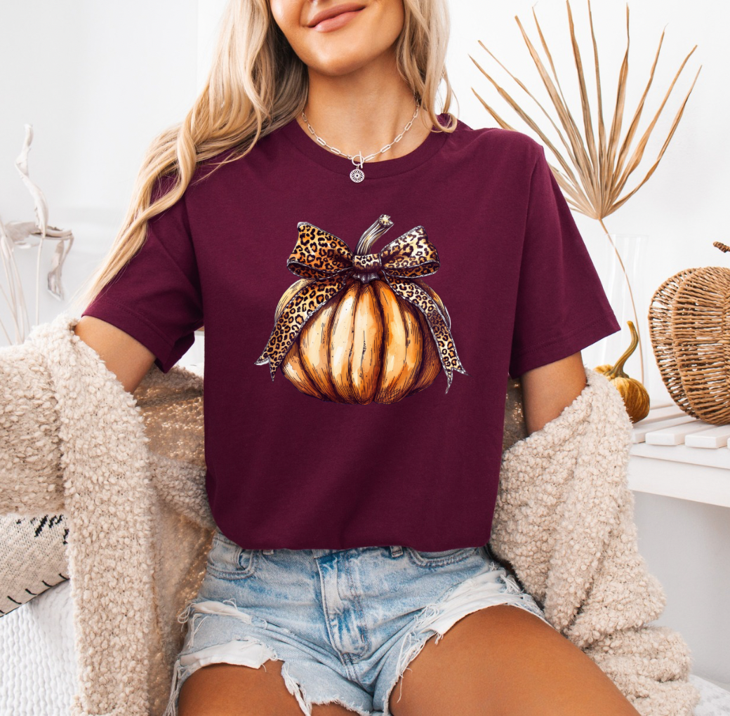 Leopard Pumpkin T-shirt (Maroon)