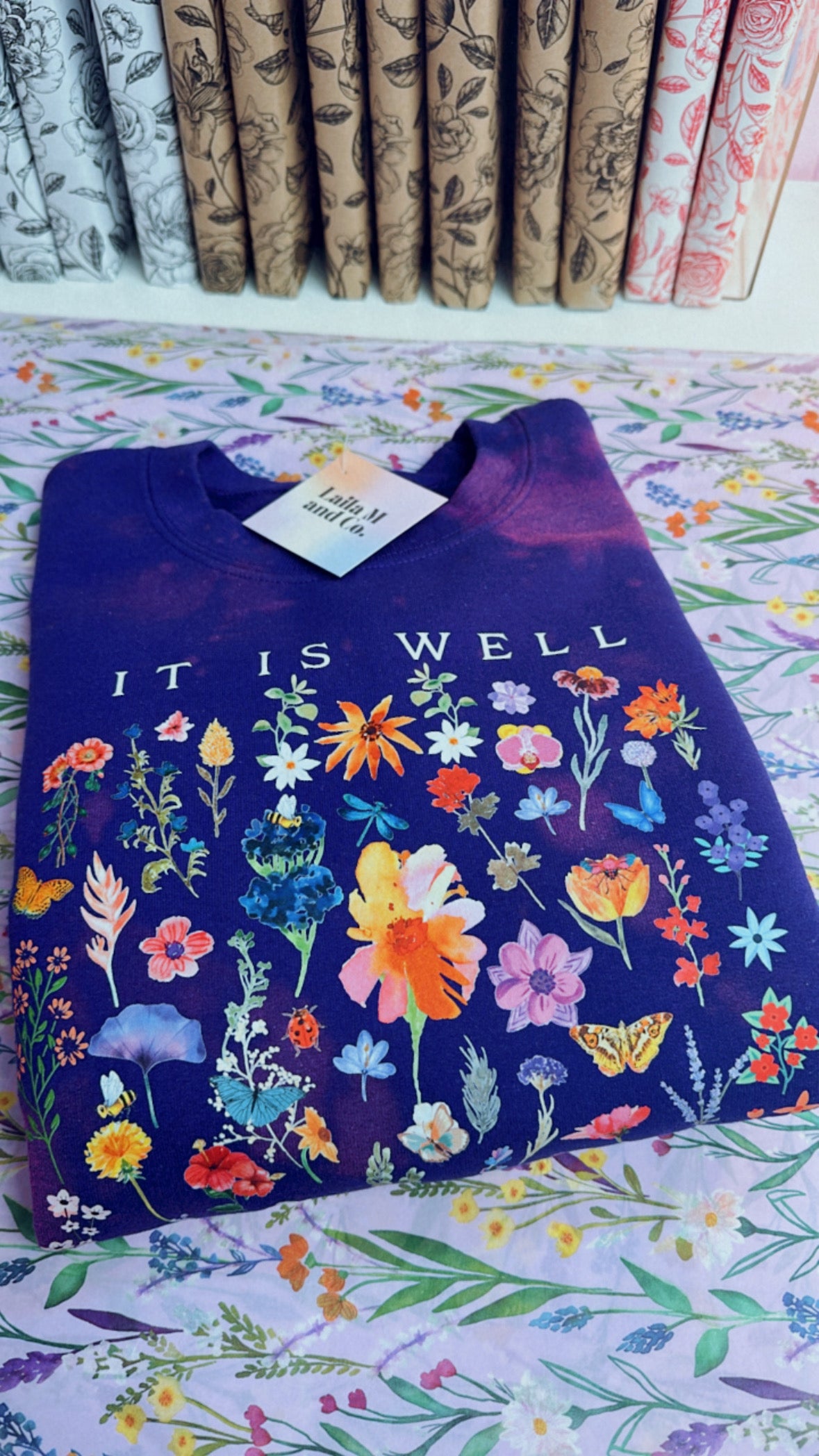 It Is Well With My Soul Tie-Dye Crewneck (Purple!)