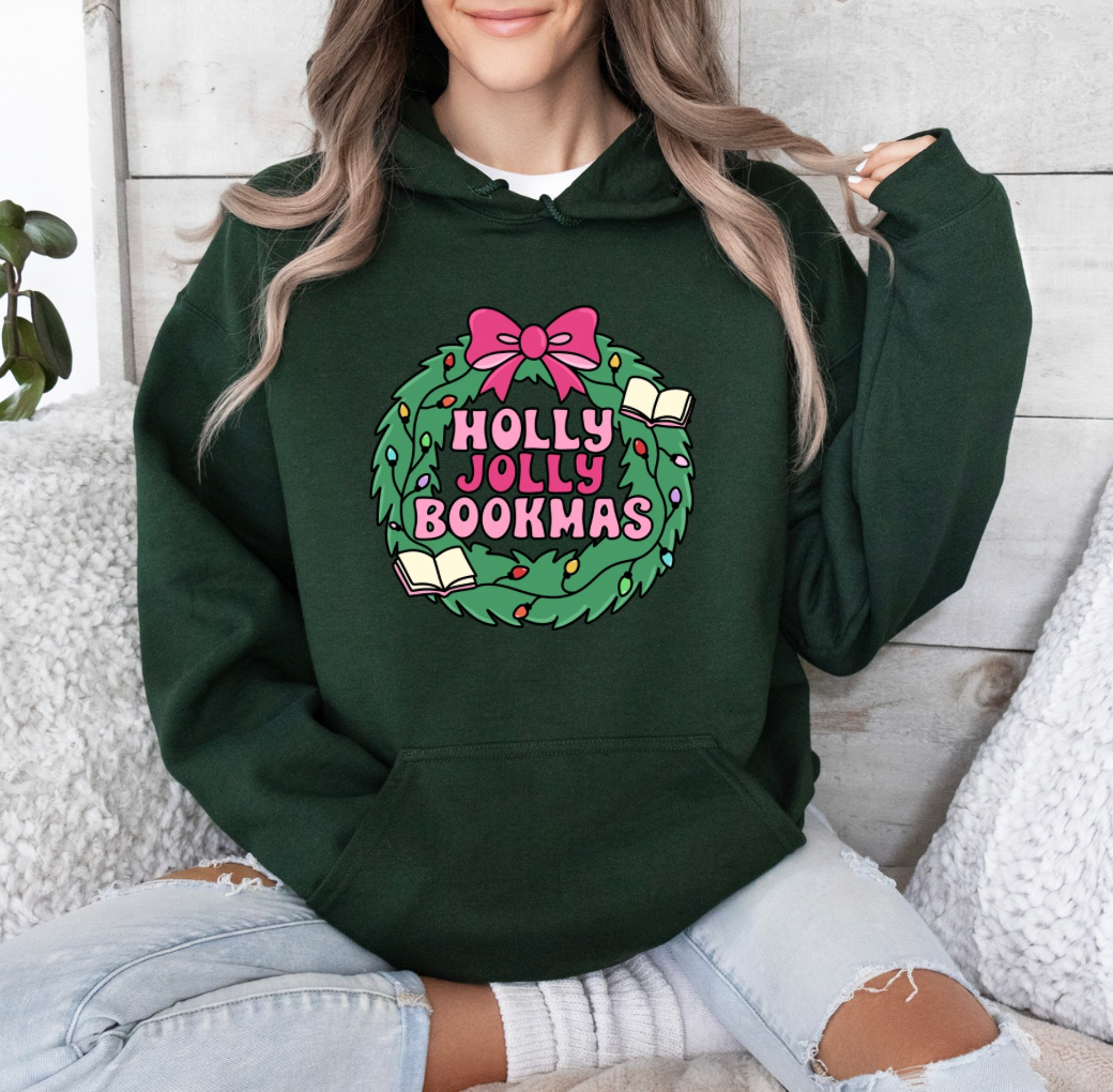 Holly Jolly Bookmas Hoodie (Forest)