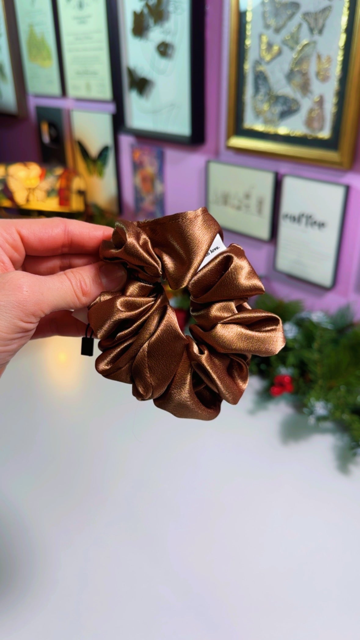 Cocoa Satin Scrunchie