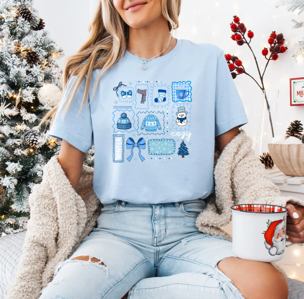 Cozy Winter T-shirt (Light Blue)