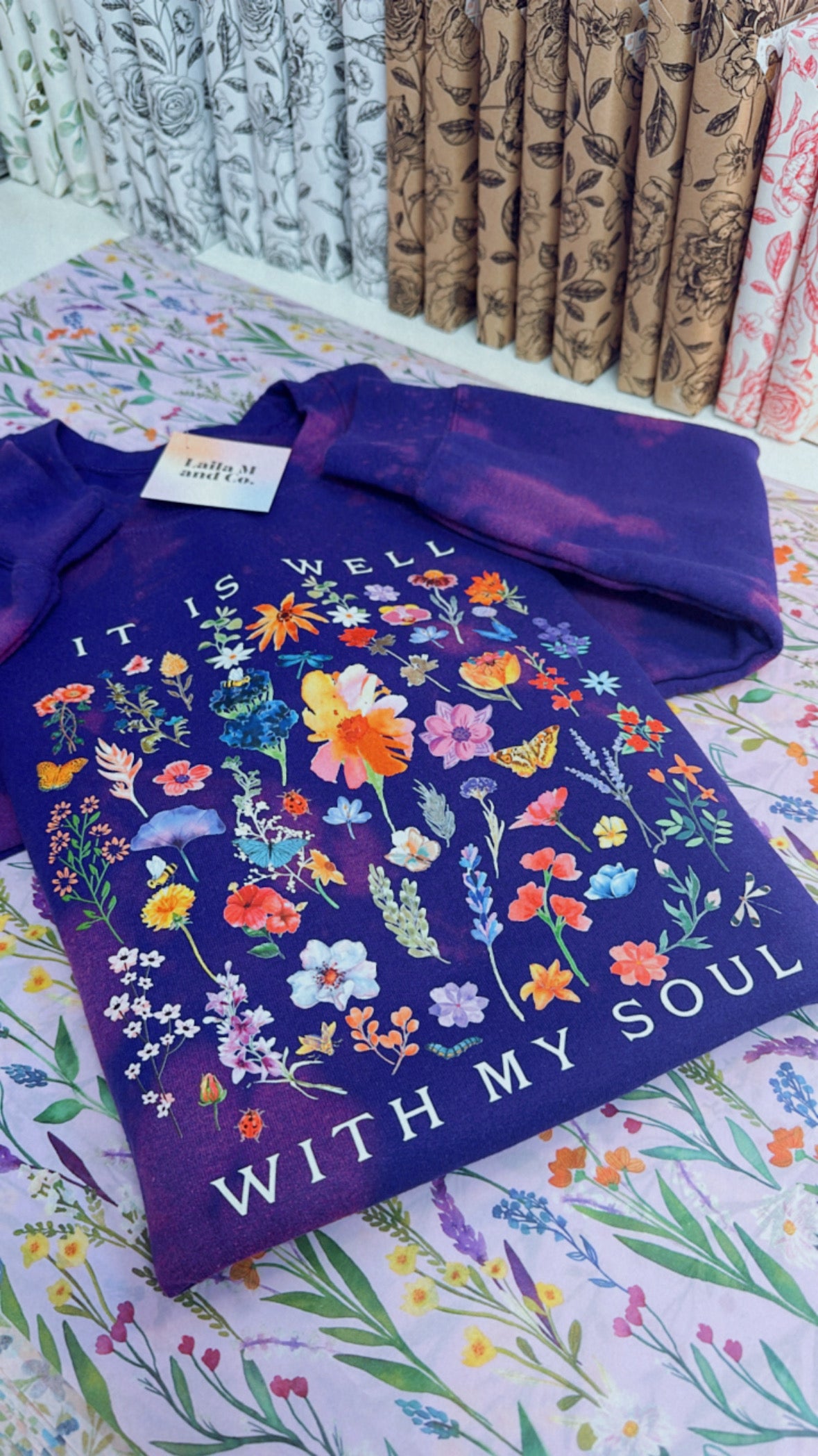 It Is Well With My Soul Tie-Dye Crewneck (Purple!)