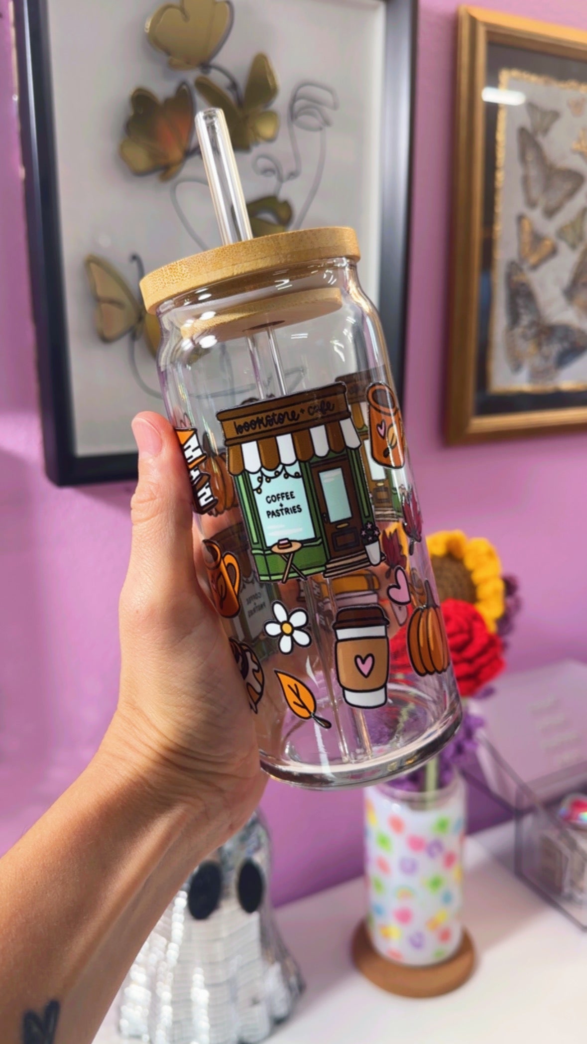 Bookstore Cafe 20 oz Glass Can