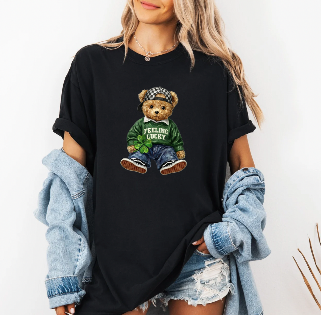 Lucky Teddy T-shirt (Heather Black)