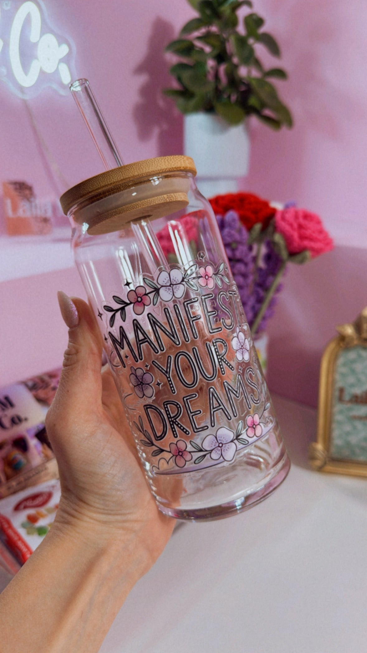 Manifest your Dreams 20 oz Glass Can