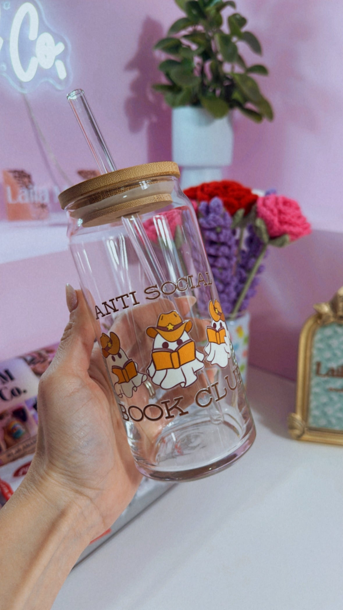 Anti-social Book Club 20 oz Glass Can