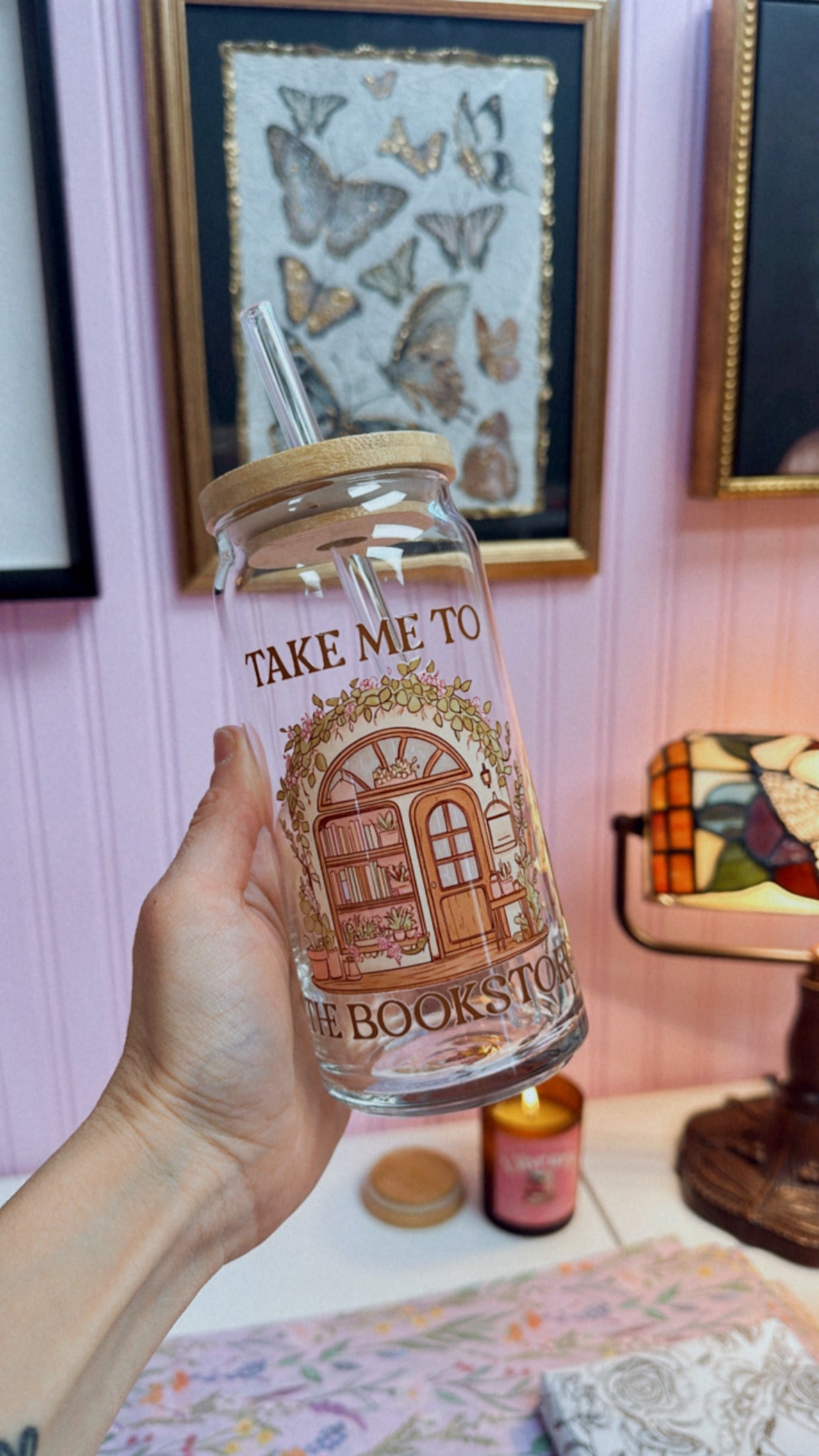 Take Me to the Book Store 20 oz Glass