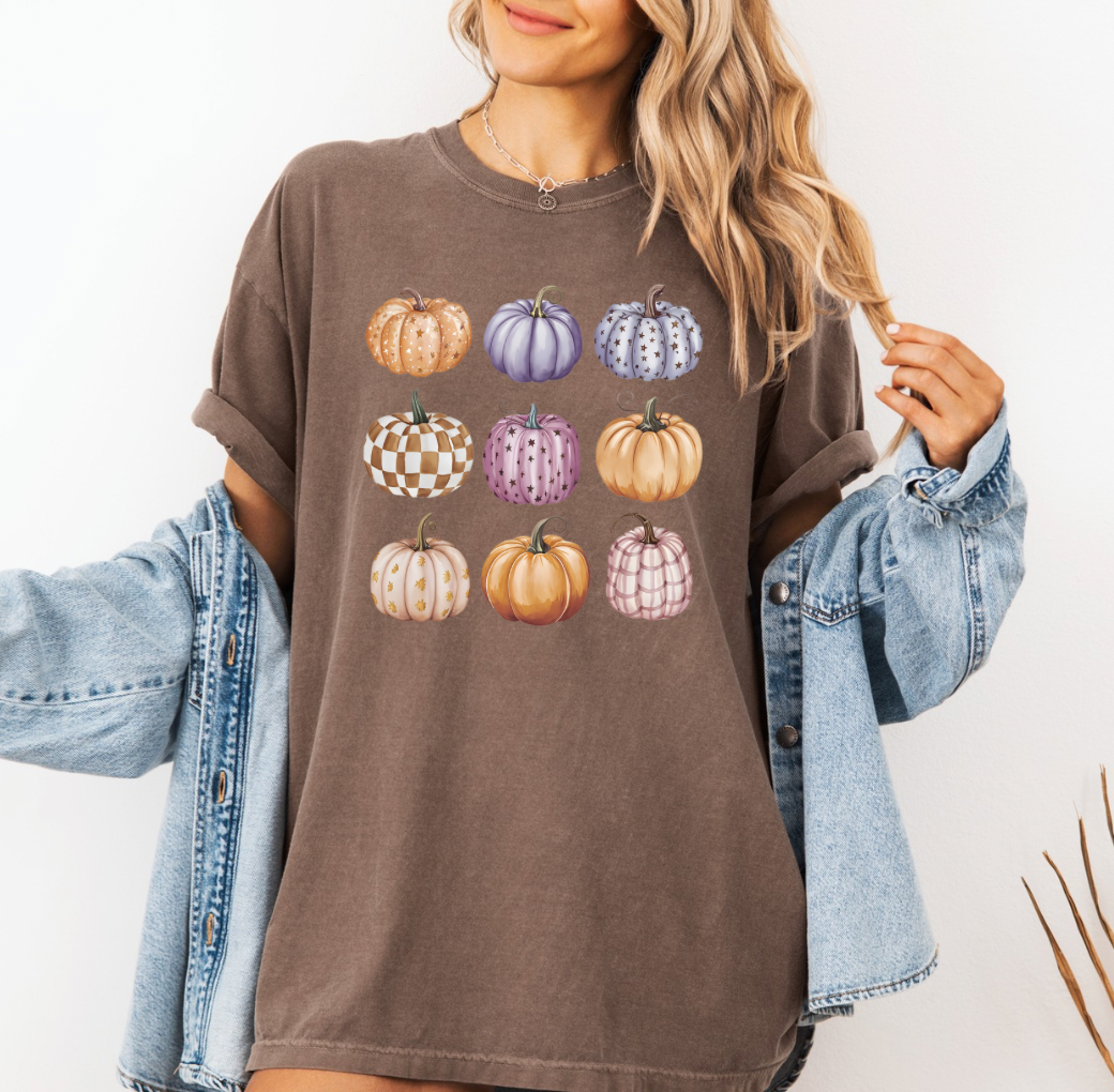 Colorful Pumpkins T-shirt (Espresso)