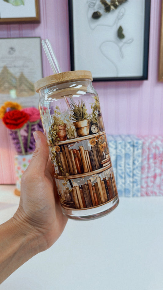 Books and Plants 20 oz Glass