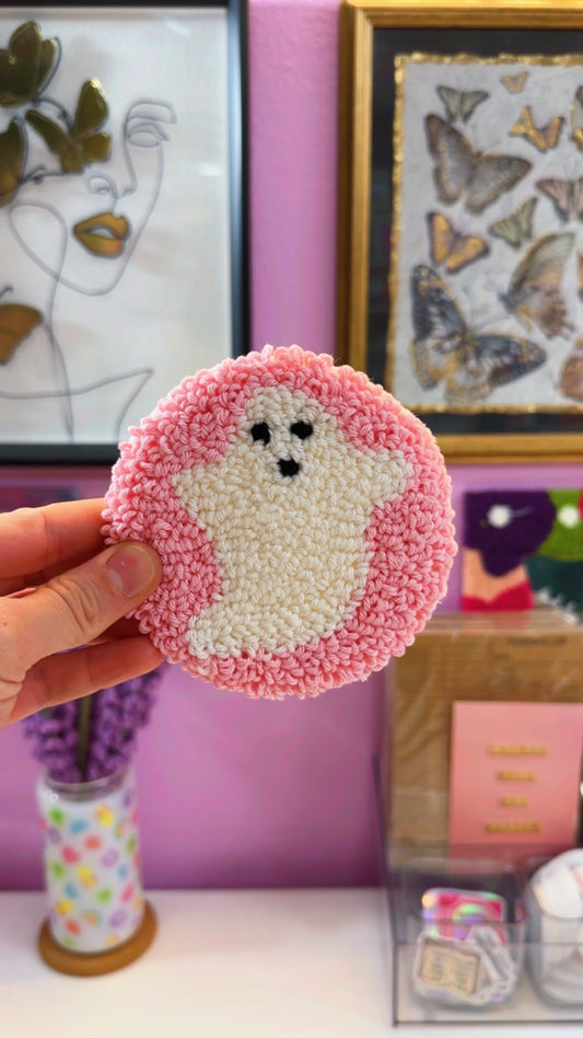 Pink Ghostie Handmade Coaster