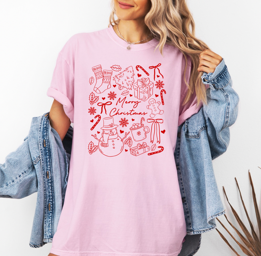 Merry Christmas Doodles T-shirt (Pint)