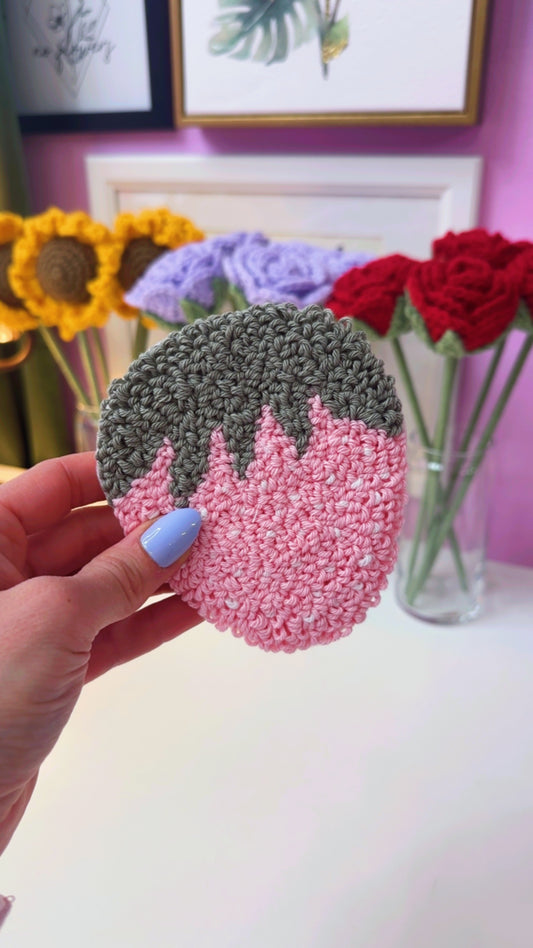 Pink Strawberry Handmade Coaster