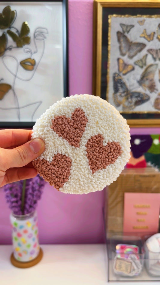 Pink Hearts Handmade Coaster