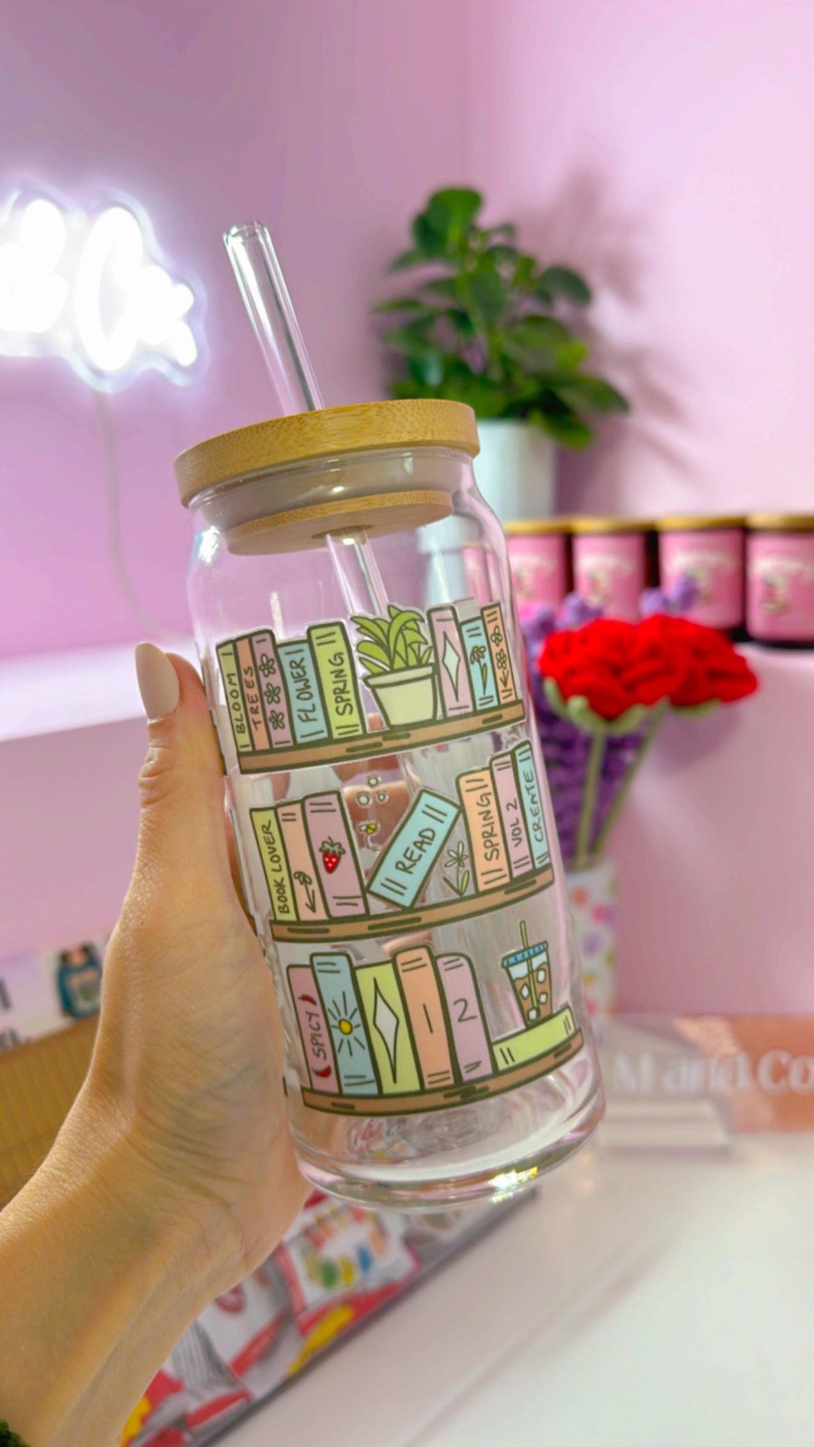 Floating Book Shelves 20 oz Glass Can